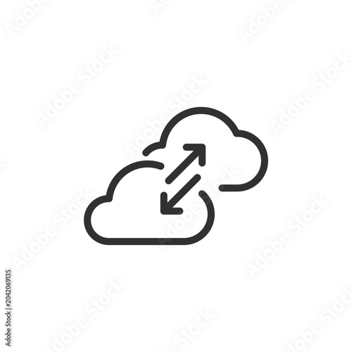 Fotografie Cloud with sync arrows, linear style icon