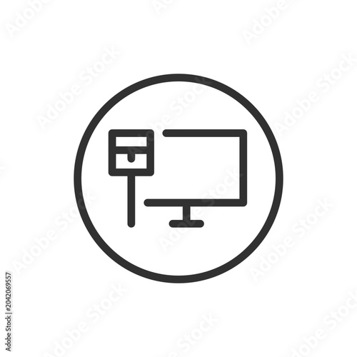 Konstfotografi Monitor with internet cable in circle, linear style icon