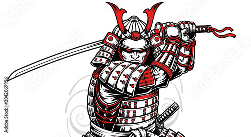 Obraz na plátně Samurai Warrior in Traditional Armor.