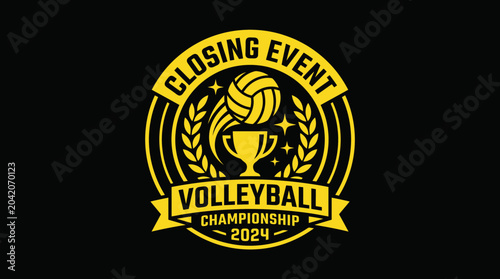 Volleyball Championship 2024 Event Emblem against Black Background Illustrated Design