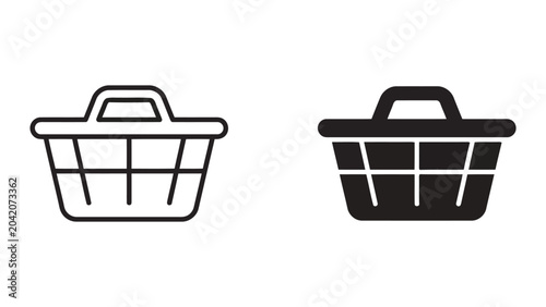 Schilderij op canvas Shopping basket icons in outline and solid black vector styles for e-commerce we