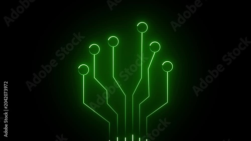 Futuristic Green Neon Circuit Line Technology Background