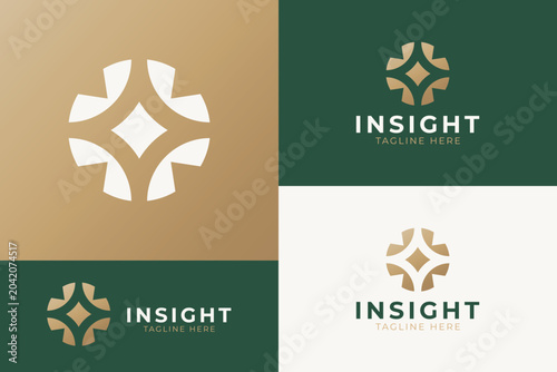 modern abstract geometric logo design template with minimalist corporate star diamond cross icon for business consulting company