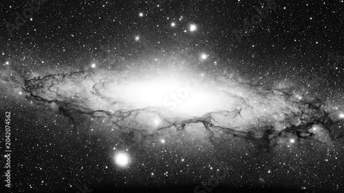 Epic and Majestic Galaxy Core in Monochrome Revealing Universe and Stars in Endless Space, Artistic Concept