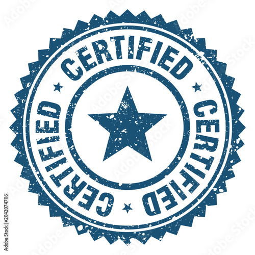 Fotografie certified blue grunge round stamp. certified stamp