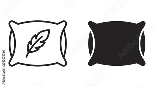 Foto Minimalist pillow with feather icon and solid silhouette variation for bedding a