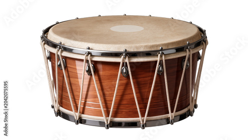 Tableau sur toile Wooden snare drum with metal rims and rope tensioners
