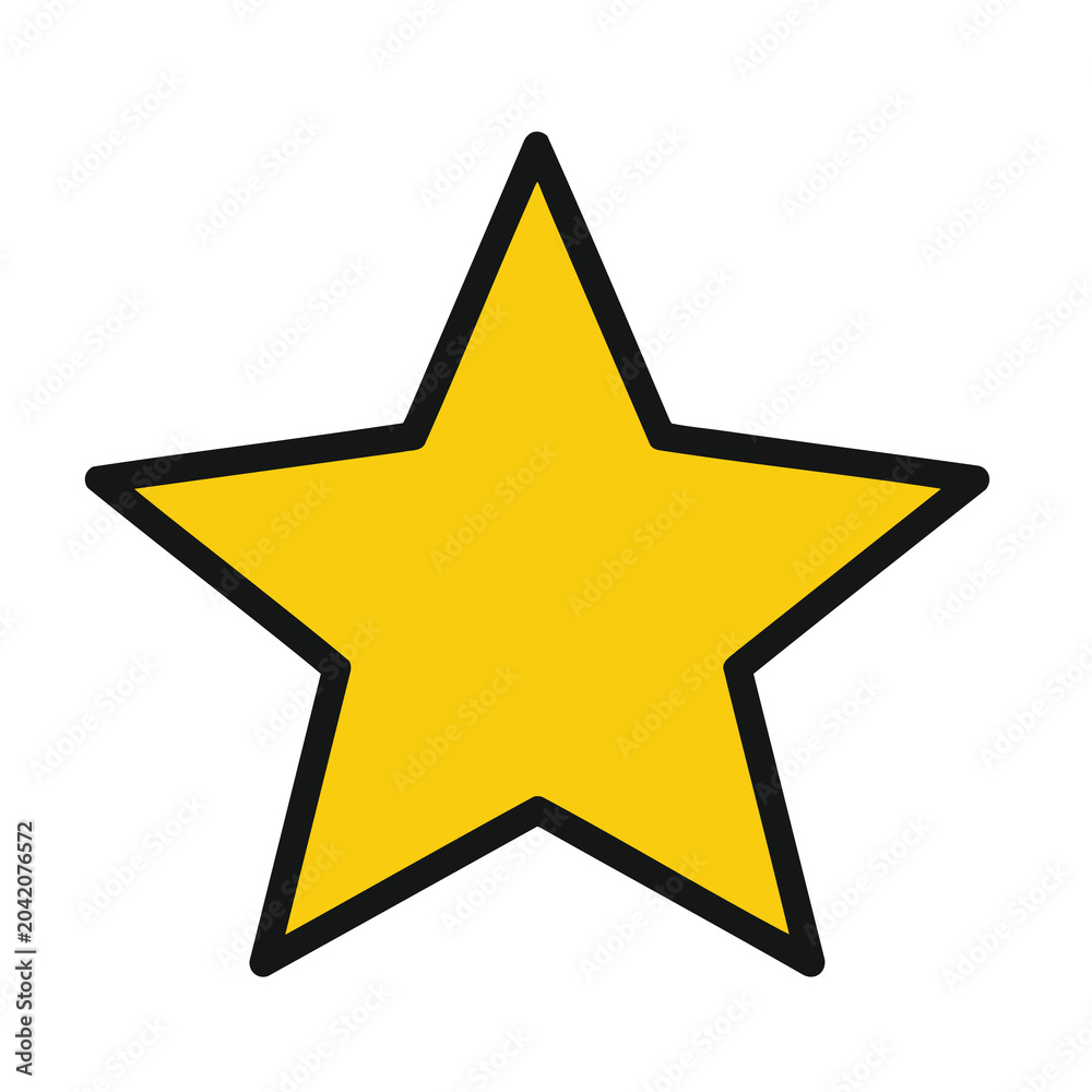 Obraz premium A single yellow star icon with a thick black outline.