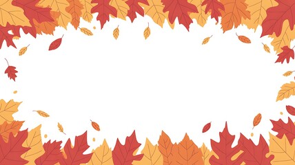 Autumn leaves border design with white center space for text or image, template