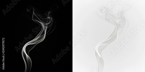 Bild auf Leinwand Smoke rises in a twisting motion from an unknown source creating curves in a bri