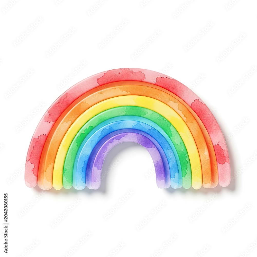 Fototapeta premium Vibrant Watercolor Rainbow Arch Isolated on White Background.