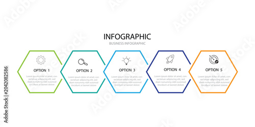 vector progress background timeline infographic with 5 steps.