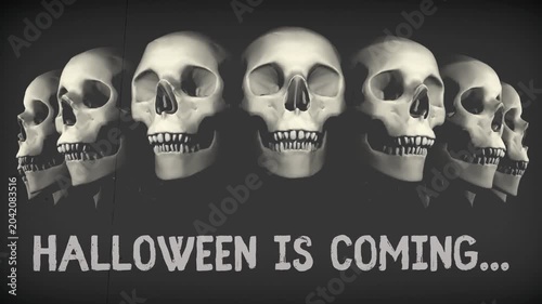 Halloween Skull Horror Background Spooky Dark Cinematic Motion Loop video 4k