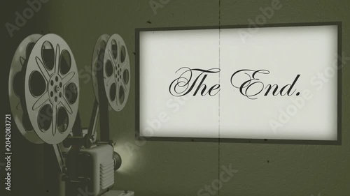 Vintage The End Silent Movie Title Card Retro Film Background Loop video 4k