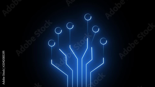 Futuristic Blue Neon Circuit Line Technology Background