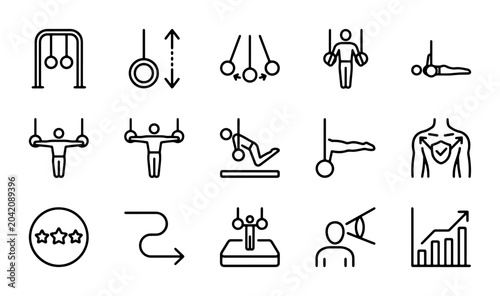 Tableau sur toile Gymnastics Icons Set, Sports Training Equipment Vector Graphics, Fitness Activit