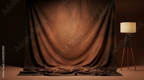 Vignette dark brown painted canvas cloth background for professional studio photography.