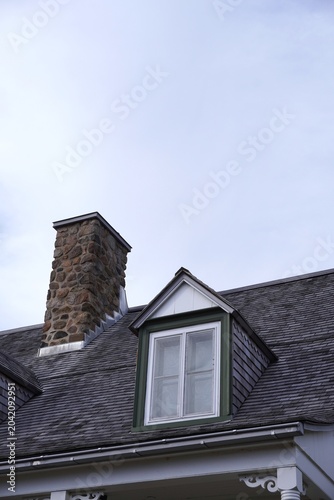 old house roof with chimney