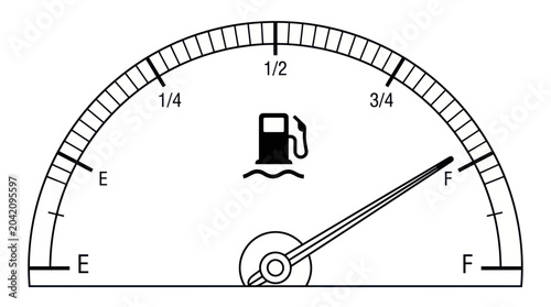 Fotografia Fuel Gauge Dashboard Indicator Showing Full Tank Level