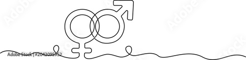 Foto Continuous line drawing LGBTQ, gay pride, puzzle pieces, line art, vector icons,
