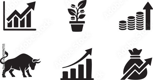 Foto Financial Growth Filled Icons For Corporate Investment And Profitability