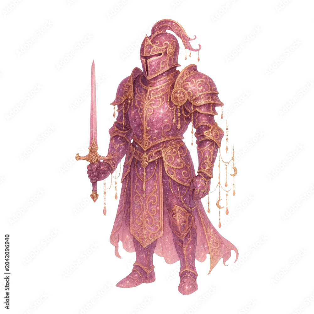 Fototapeta premium PNG Elegant medieval knight illustration