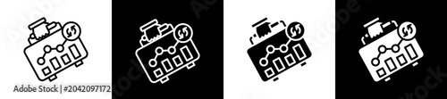 Billede på lærred Cycle Icon In Outline And Glyph Styles With Black And White Variations
