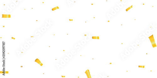 Картината върху платно Elegant Gold Confetti Border Frame on White Background for Celebration, Party, Wedding Invitation and Luxury Designs