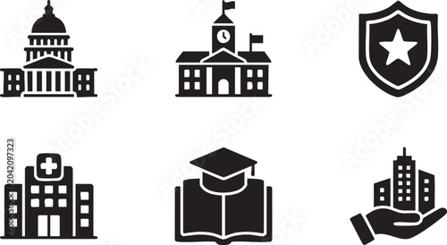 Government Public Facilities And Administrative Building Icons