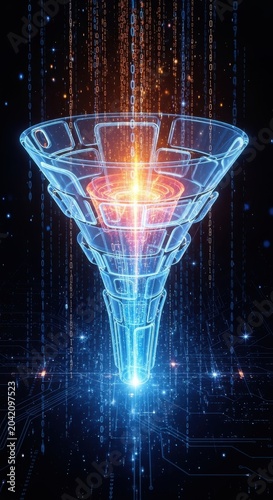 Digital Data Funnel Processing Information in Cyber Space