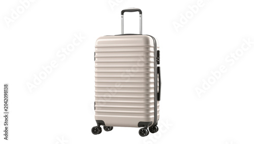 Принти на полотні Light beige ribbed hard-shell suitcase with telescopic handle and spinner wheels