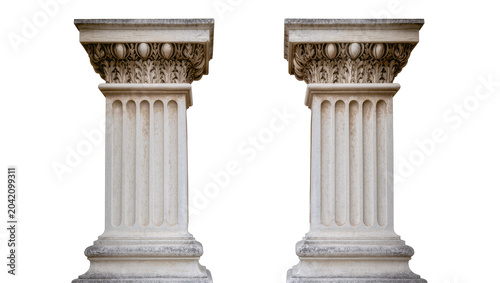 Принти на полотні Two ornate Corinthian stone columns with detailed capitals