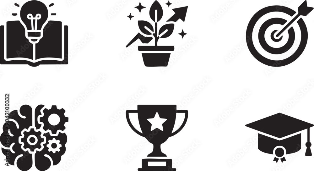 Fototapeta premium Professional Career Growth And Leadership Development Icons