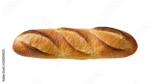 Fotografia Golden brown crusty baguette bread with diagonal score marks