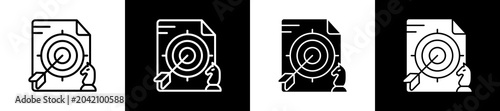 Strategy Icon In Outline And Glyph Styles With Black And White Variations