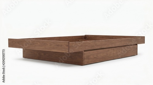 Modern wooden coffee table with storage and drawers in walnut finish for living room furniture design