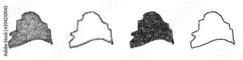 Canvastavla Sketch monochrome Kingston upon Hull (England) outline map design set