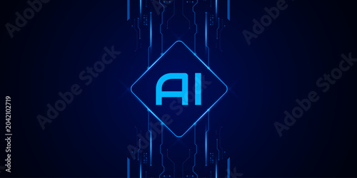Artificial Intelligence ,AI chipset on circuit board, futuristic Technology Concept	
