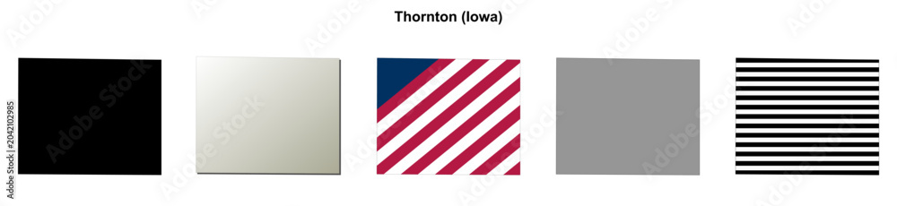 Fototapeta premium Thornton (Iowa) blank outline map set