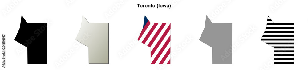 Naklejka premium Toronto (Iowa) blank outline map set