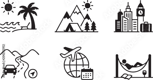 Cuadro en lienzo Vacation Schedule Fill Icons Various Types Dark
