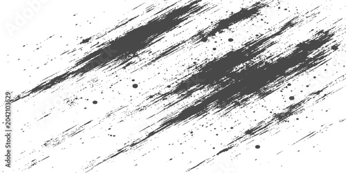 Vászonkép Black Dry Brush Streaks: Expressive paint smear texture with scattered grunge sp