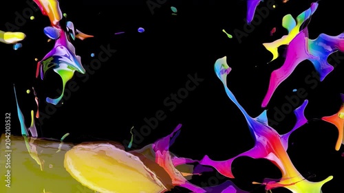 3D Rendering Explosion of Vibrant Rainbow Color, Colorful Paint Splash with Alpha Matte Included Ultra HD 4K