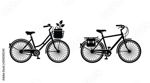 two bicycles silhouette bicycle bike cycle pair