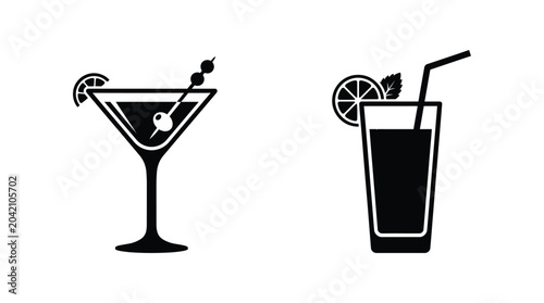 cocktail glasses silhouette drink martini tumbler black