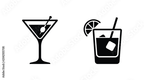 cocktail glasses silhouette drink martini tumbler black