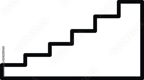 Simple black outline icon of a staircase symbolizing progress growth and upward movement ideal for web and app interfaces