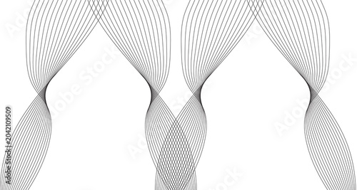 Minimalist abstract line art with flowing wavy curves, elegant black and white geometric pattern background, modern linear graphic design for corporate branding and digital presentations