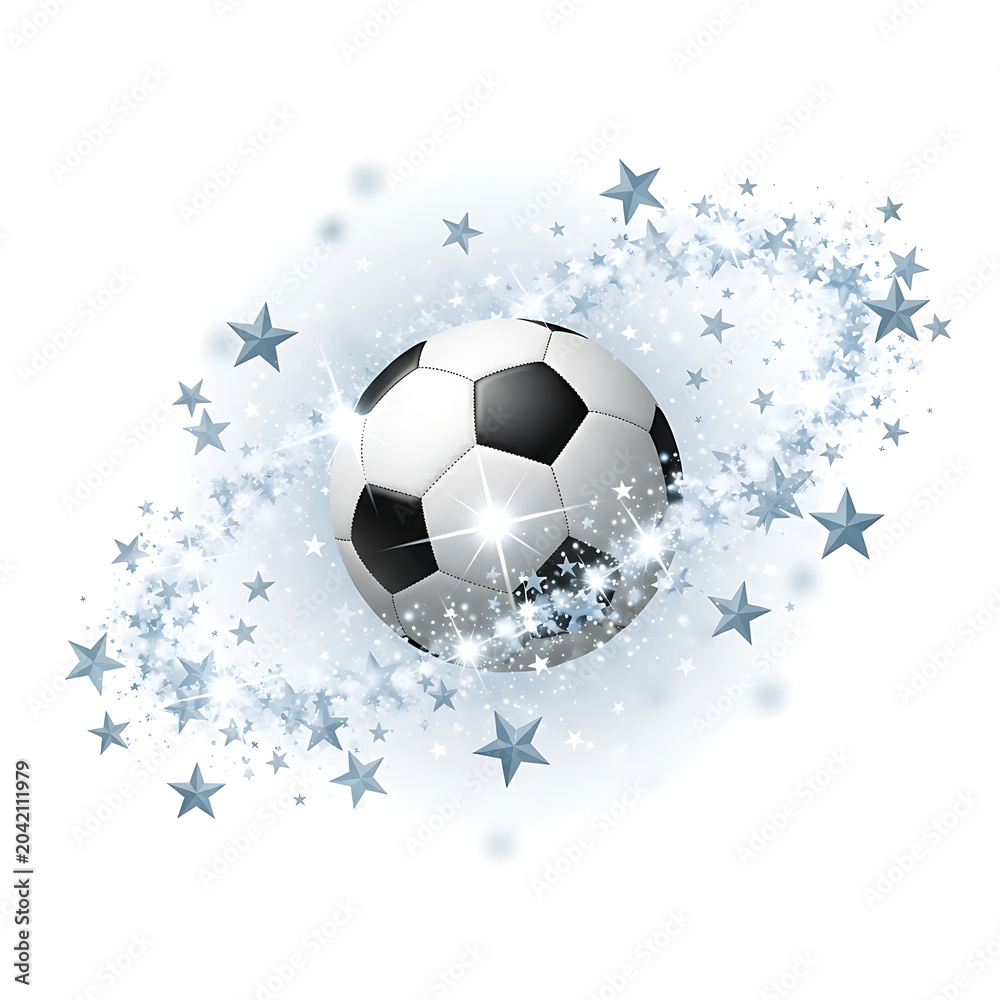 Naklejka premium A 3D illustration of an isolated black and white soccer football on a blank background, representing the classic round leather sphere equipment used for team sports competition and leisure game activi
