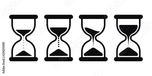 Sand Watch Icon Set Featuring Modern Hourglass Symbols and Editable Sand Clock Vector Designs for Time Management and Scheduling